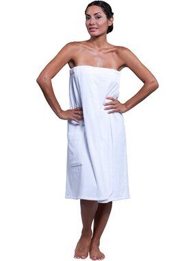 Cozy 100% Cotton Spa Towel Wrap for Women, Soft Bath Wrap with Snaps